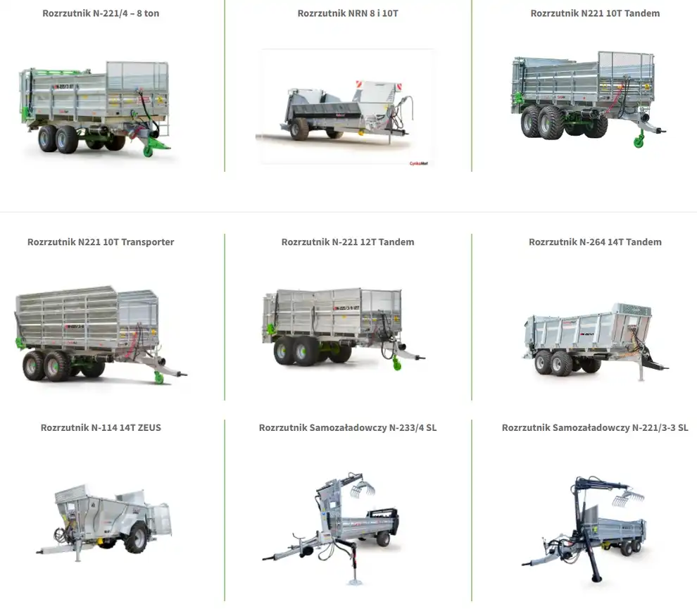 Rozrzutniki obornika CYNKOMET od 8 do 14 ton ładowności